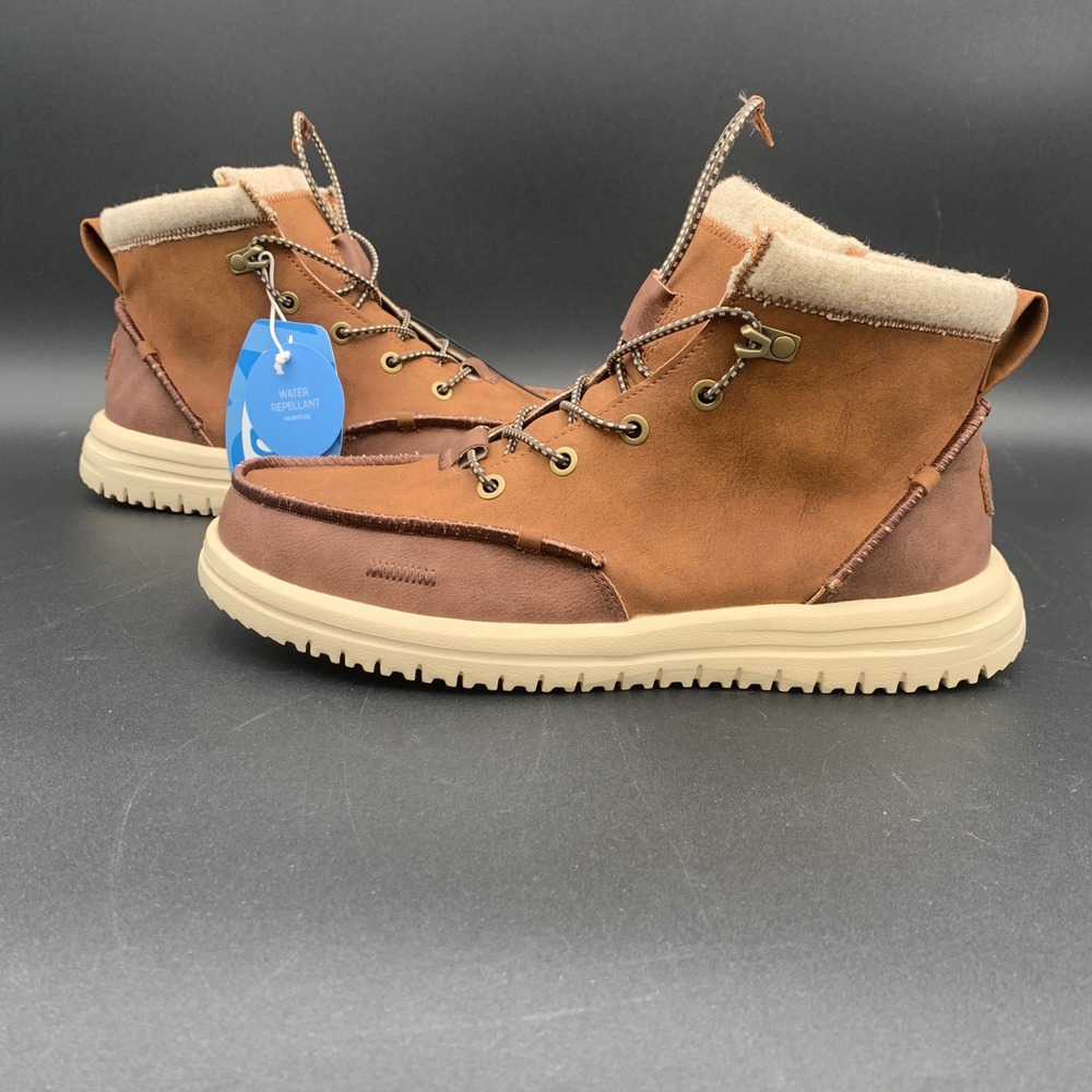 Hey Dude Bradley Classic Tumbled Cognac Multi Water Repellent Boots Mens 8